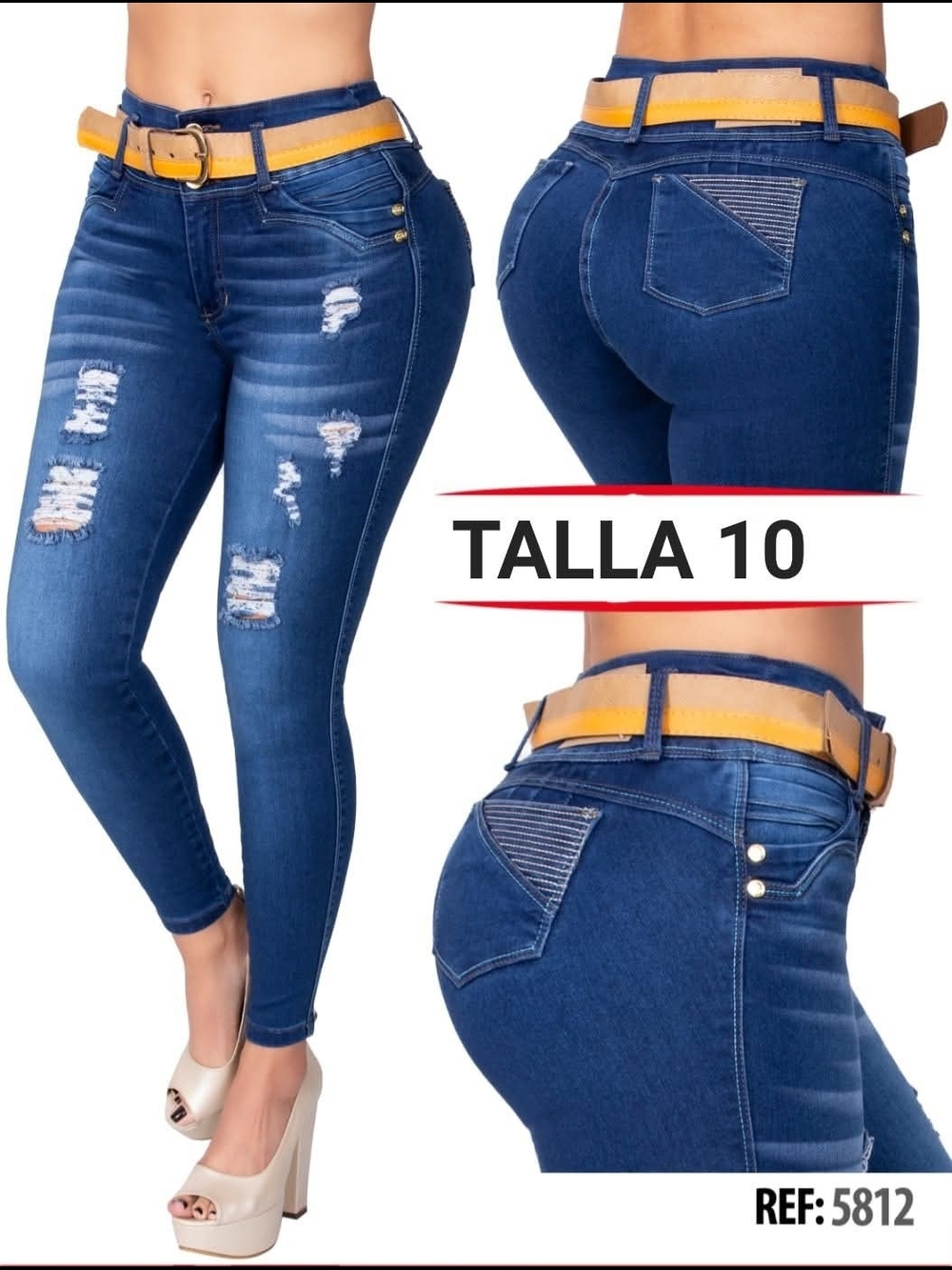 High-Rise Skinny Distressed Jeans - Blue